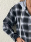 Plaid Drawstring Button Up Hooded Jacket nicholesgifts