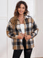 Plaid Collared Neck Button Down Jacket nicholesgifts