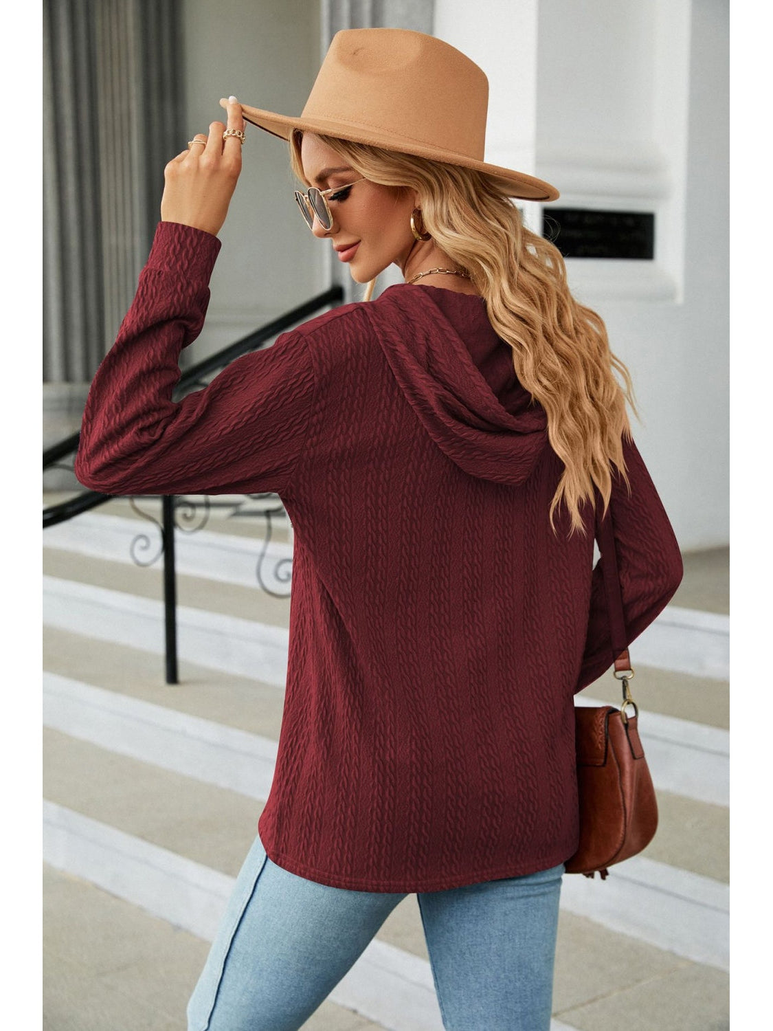 Cable-Knit Long Sleeve Hoodie nicholesgifts