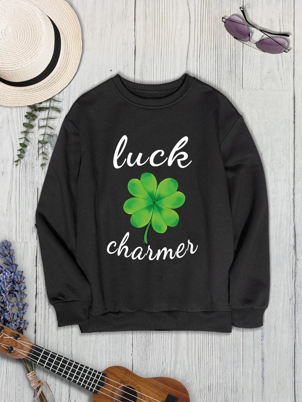 LUCK CHARMER Round Neck Sweatshirt nicholesgifts