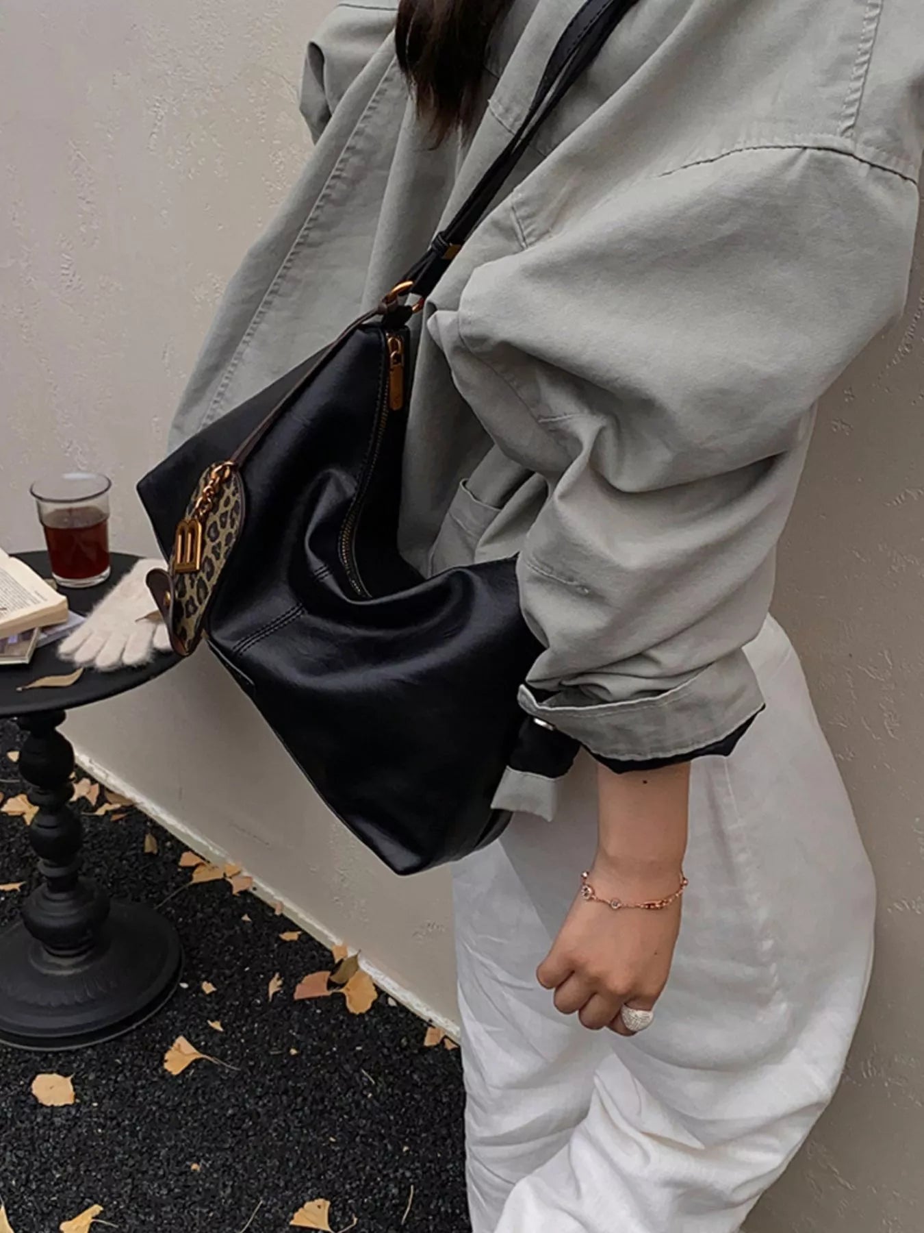 Leather Adjustable Strap Shoulder Bag nicholesgifts