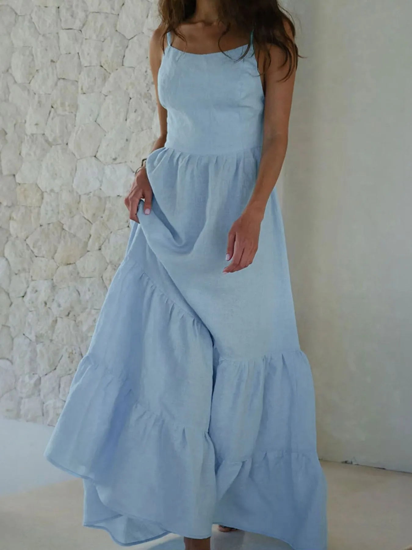 Tiered Maxi Cami Dress with Ruffled Hem NicholesGifts
