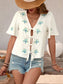 Embroidered V-Neck Short Sleeve Shirt nicholesgifts