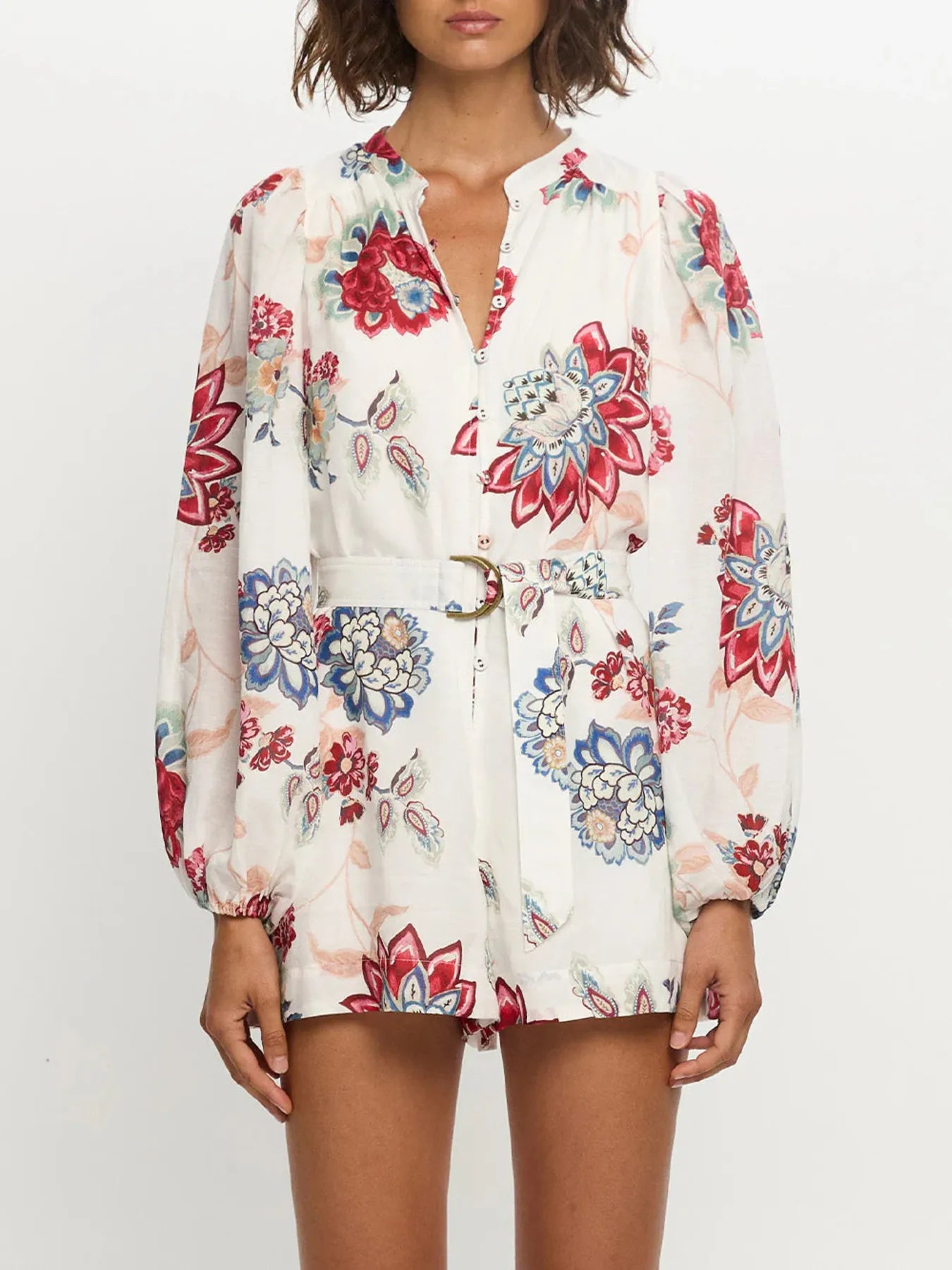 Floral Print Long Sleeve Romper nicholesgifts