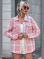 Plaid Pocketed Collared Neck Button Up Jacket nicholesgifts