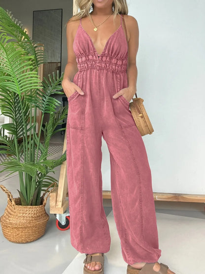 Full Size Wide Leg Spaghetti Strap Jumpsuit Plus Size nicholesgifts