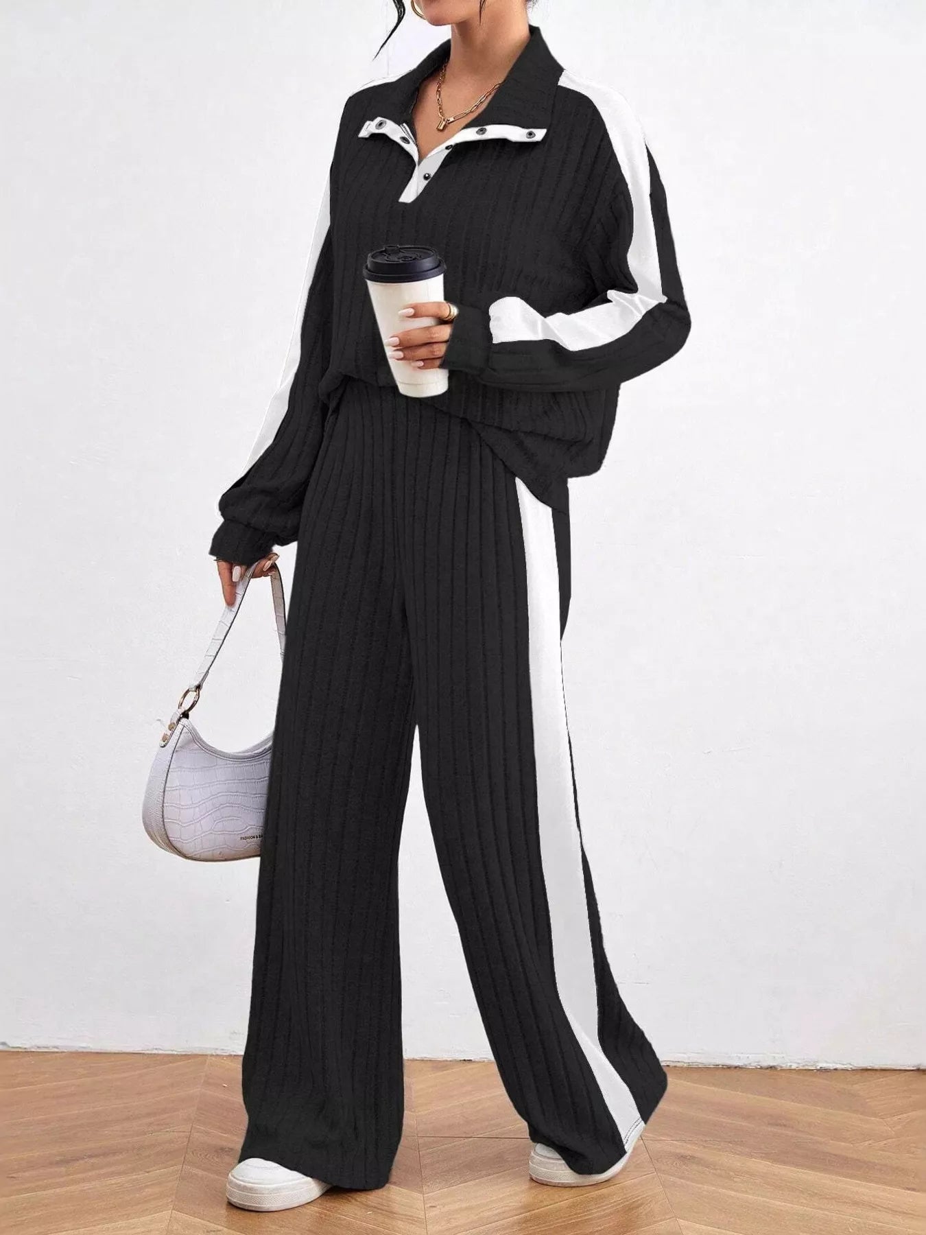 Ribbed Long Sleeve Top and Pants Set NicholesGifts