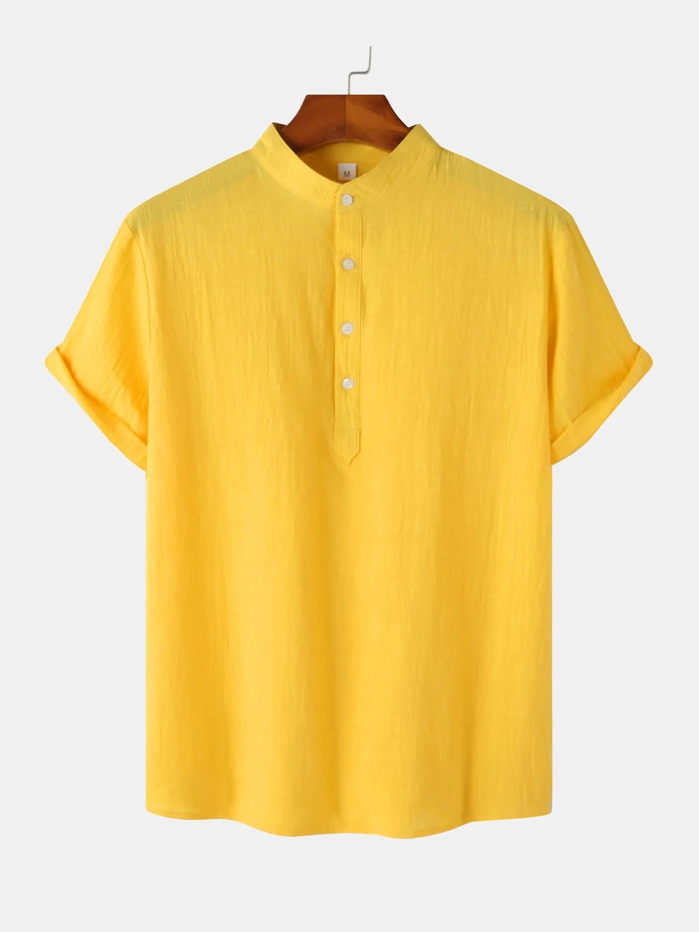 Men's Mandarin Collar Short Sleeve Henley Shirt NicholesGifts