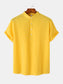 Men's Mandarin Collar Short Sleeve Henley Shirt nicholesgifts