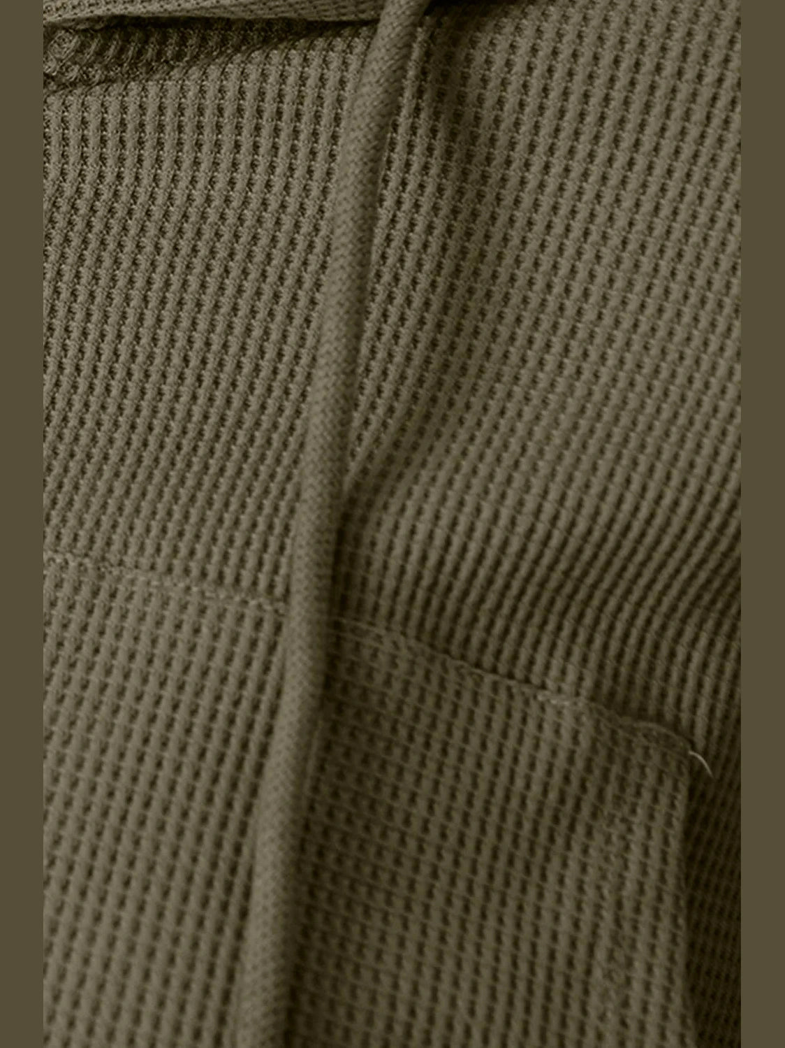 Waffle-Knit Drawstring Zip Up Hoodie Trendsi