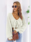 Bow V-Neck Long Sleeve Cropped Sweater nicholesgifts