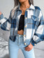 Plaid Collared Neck Long Sleeve Jacket nicholesgifts
