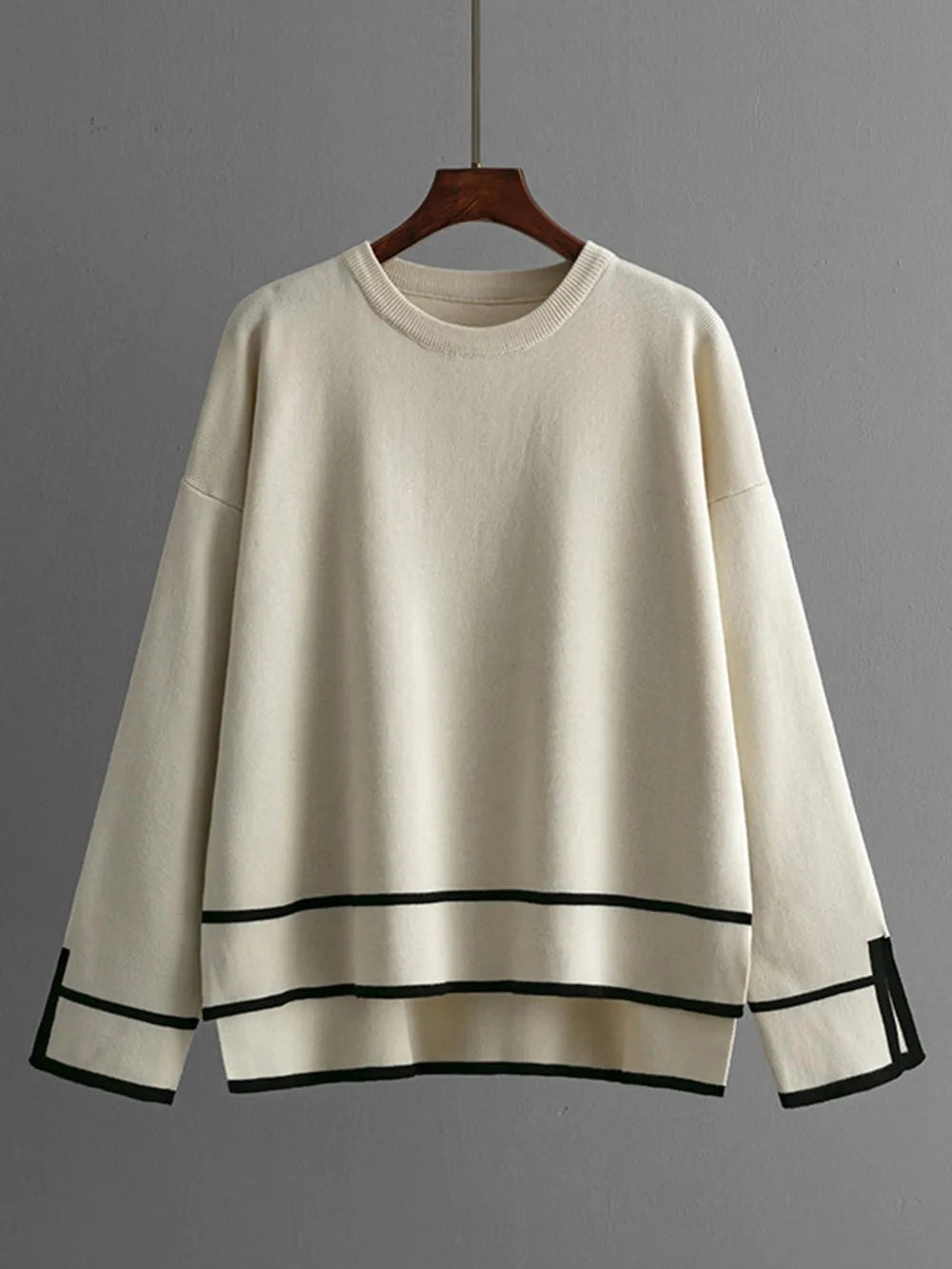 High-Low Round Neck Top and Pants Sweater Set nicholesgifts