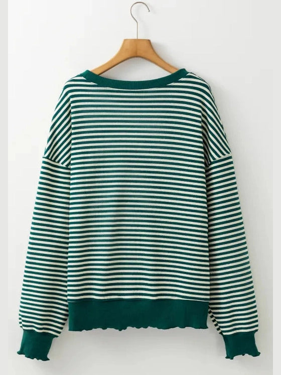 LUCKY Striped Round Neck Long Sleeve Sweatshirt nicholesgifts