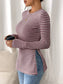 Side Slit Striped Long Sleeve T-Shirt nicholesgifts