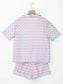 Plaid Collared Neck Short Sleeve Top and Shorts Lounge Set nicholesgifts