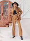 Lace Detail Collared Neck Top and Pants Set nicholesgifts