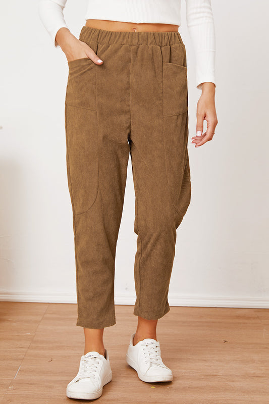 Pocketed Elastic Waist Pants NicholesGifts
