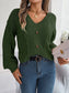 Cable-Knit Buttoned V-Neck Sweater nicholesgifts