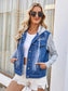 Pocketd Button Up Detachable Hooded Denim Jacket nicholesgifts