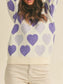 Women Heart Ribbed Hem Long Sleeve Sweater For Valentine's Day Gift For Her nicholesgifts