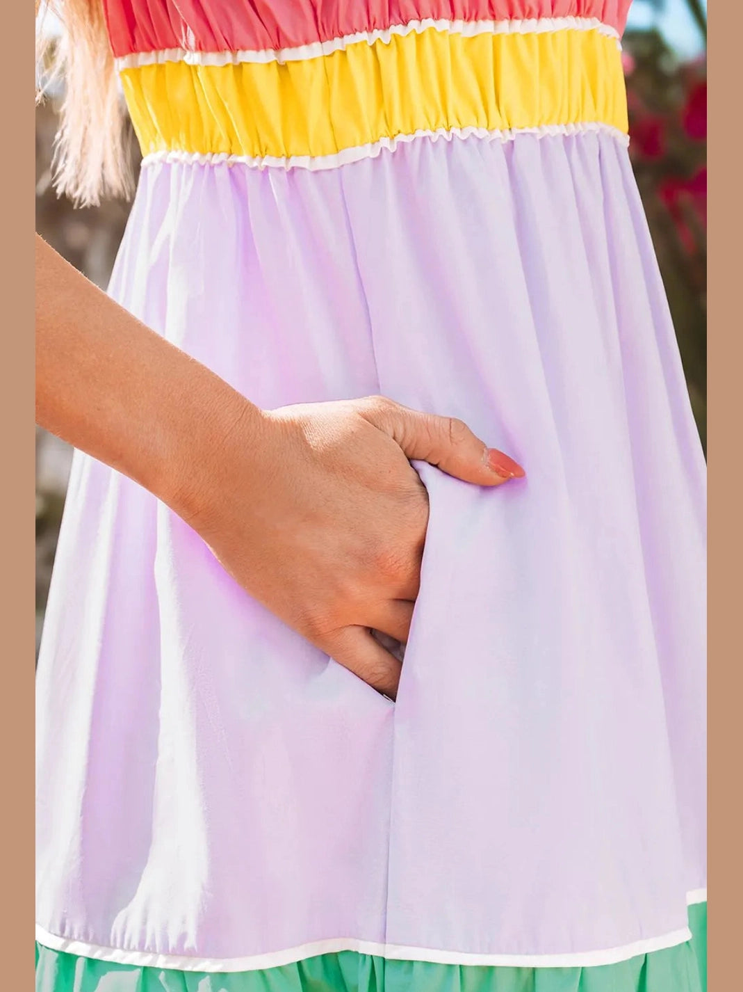 Color Block Flowy Tiered Maxi Dress with Pockets NicholesGifts