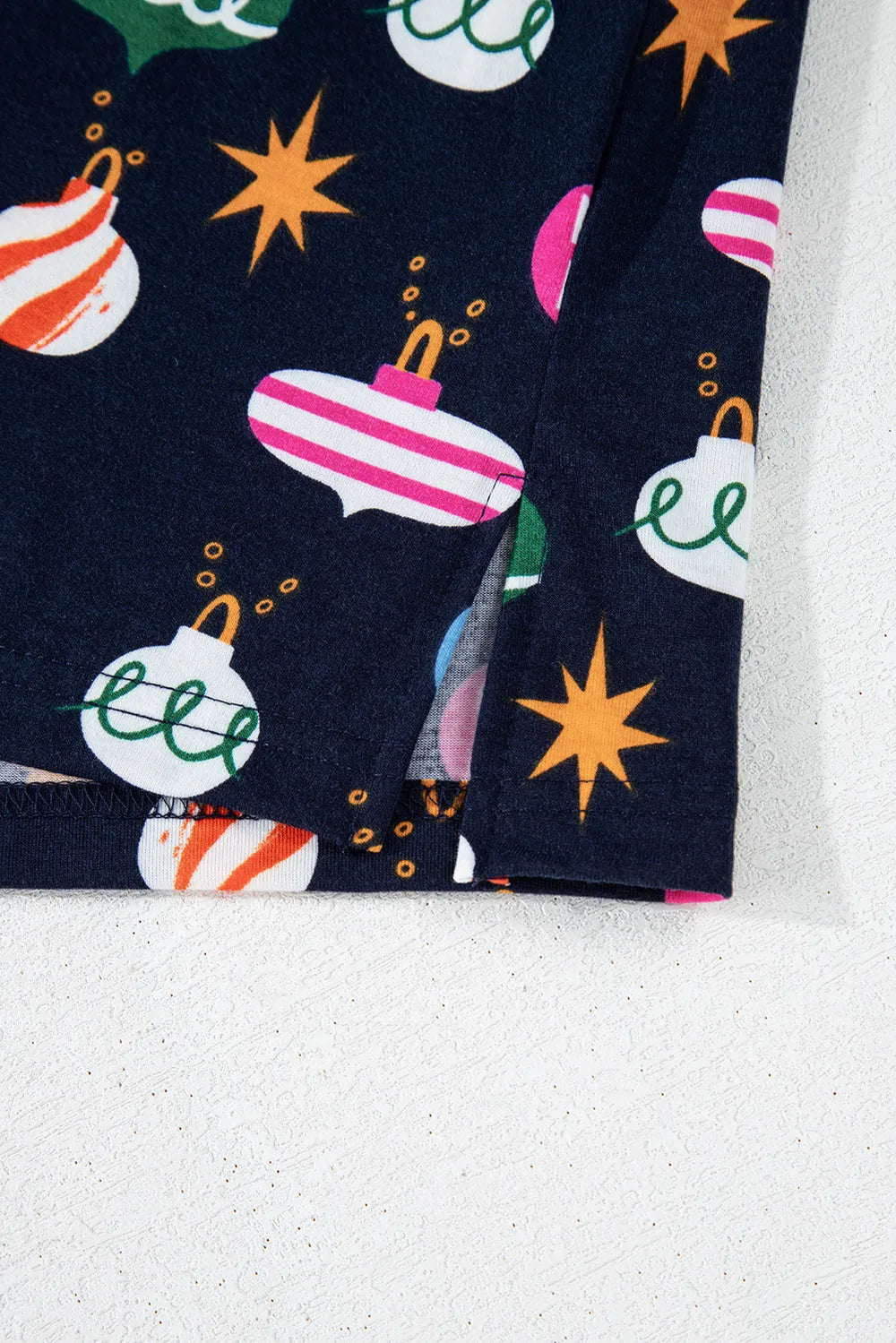 Christmas Lights Print Collared Neck Top and Pants Set Trendsi