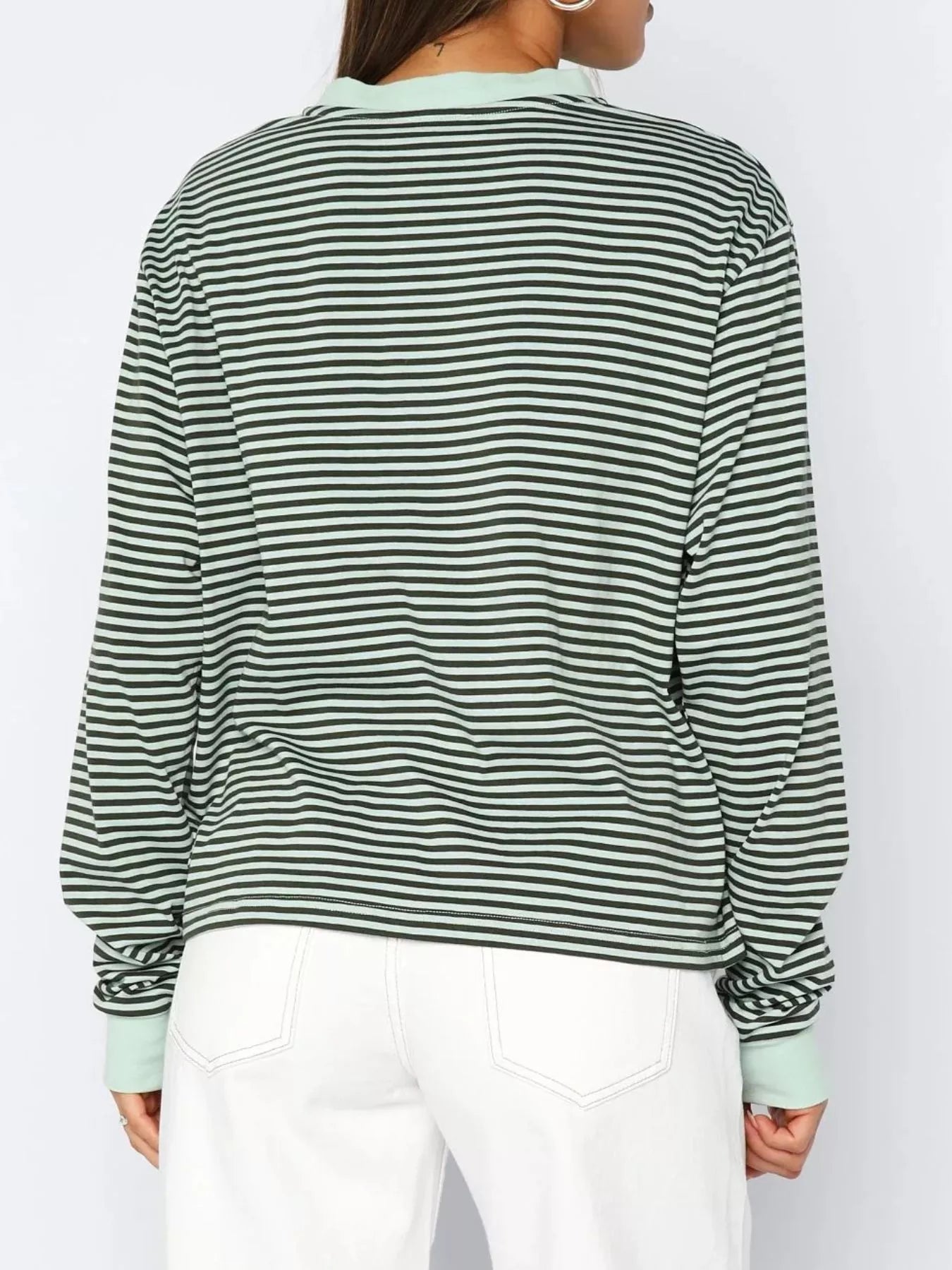 Striped Oversized Round Neck Sweatshirt nicholesgifts