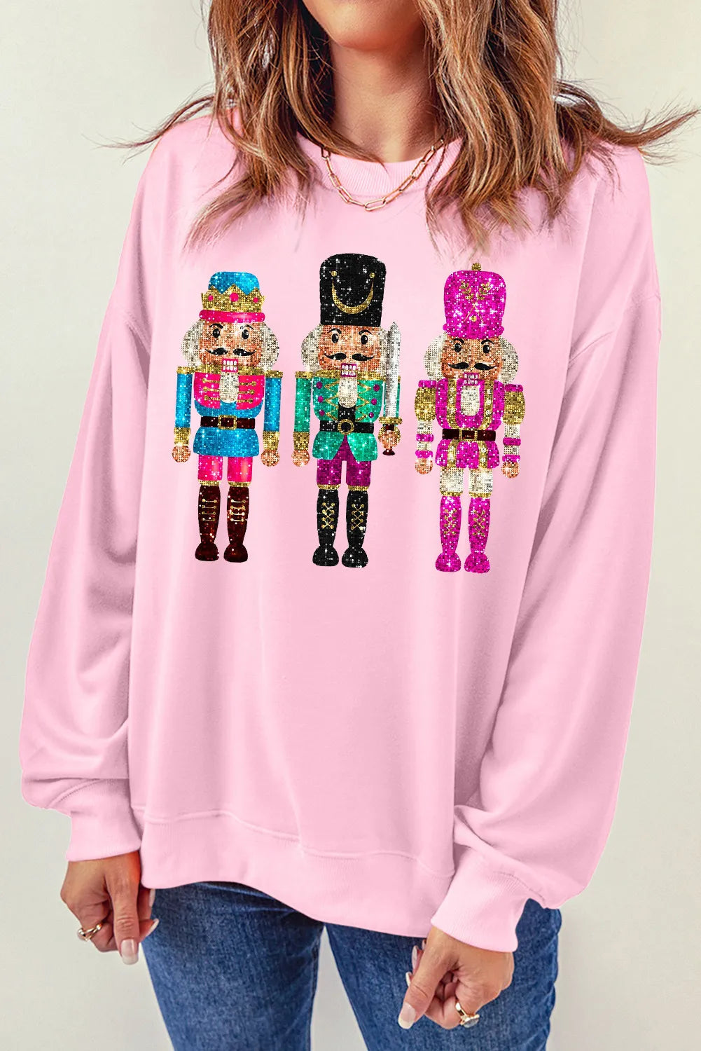 Nutcracker Graphic Round Neck Long Sleeve Sweatshirt NicholesGifts