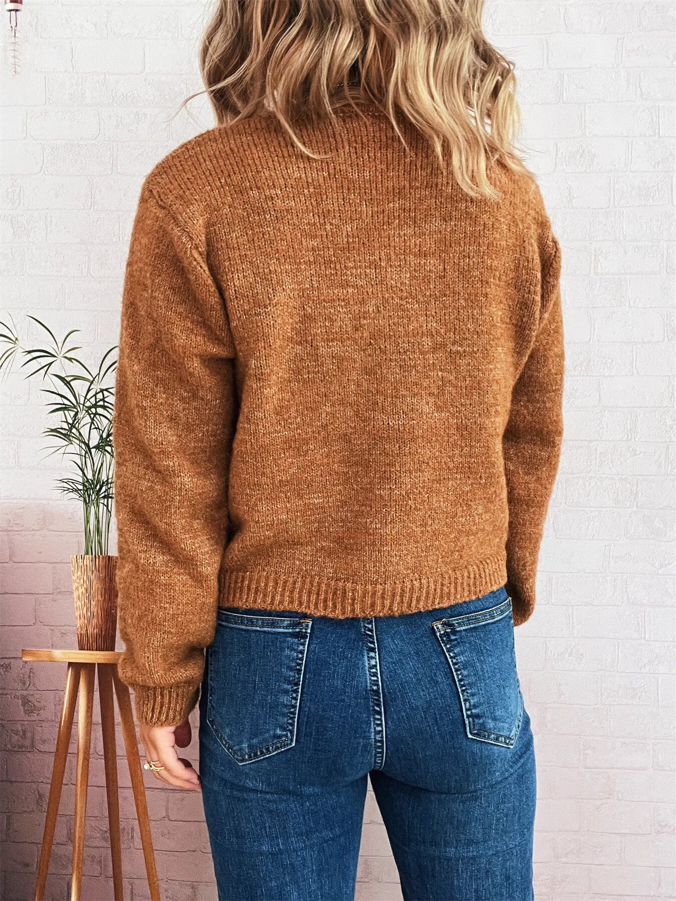 Button-Up Ribbed Hem Cardigan with Chest Pocket
