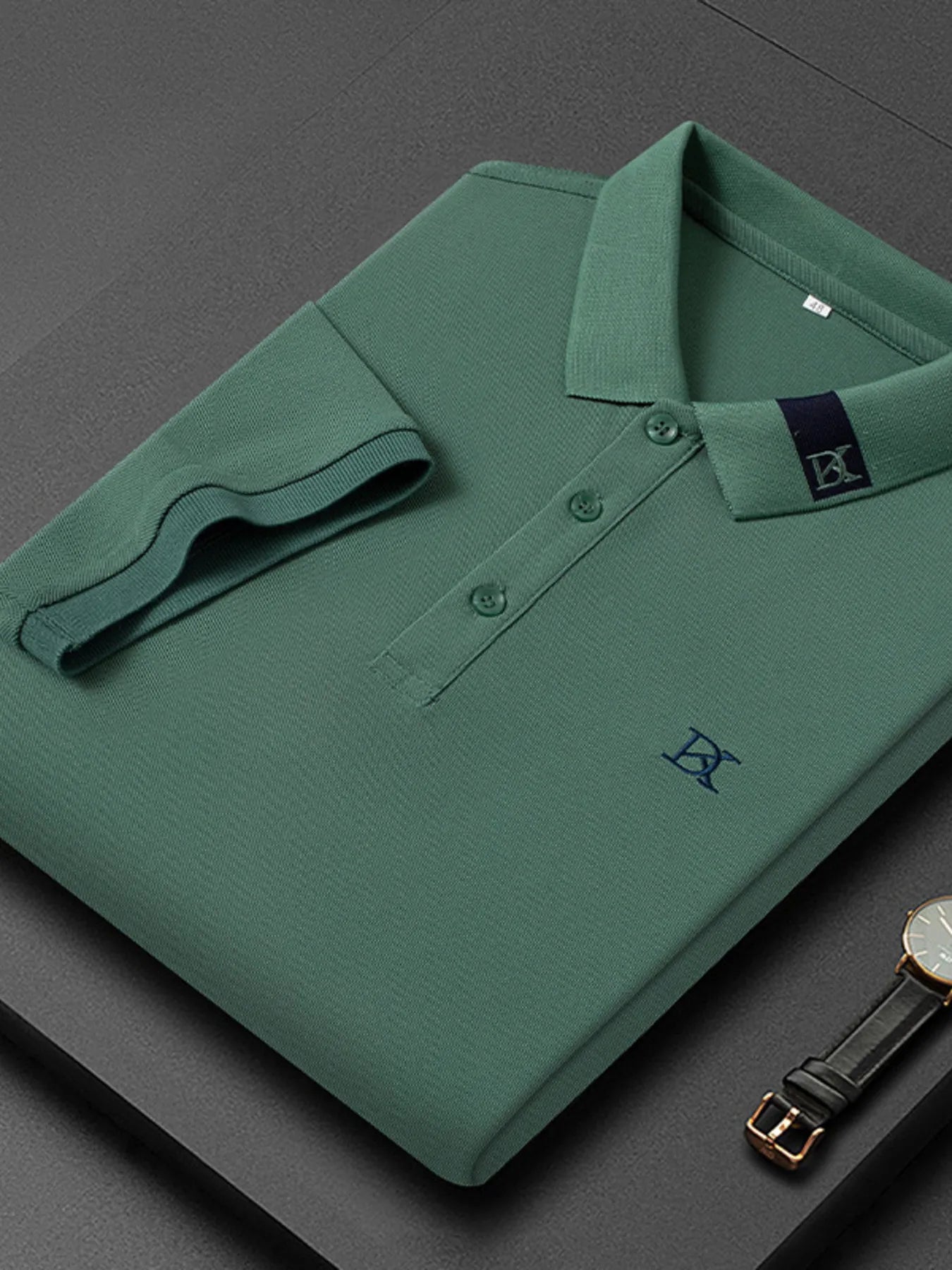 Men's Plus Size Short Sleeve Embroidered Detail Polo NicholesGifts