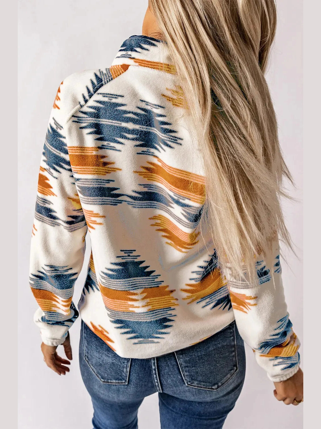 Geometric Snap Button Long Sleeve Jacket nicholesgifts