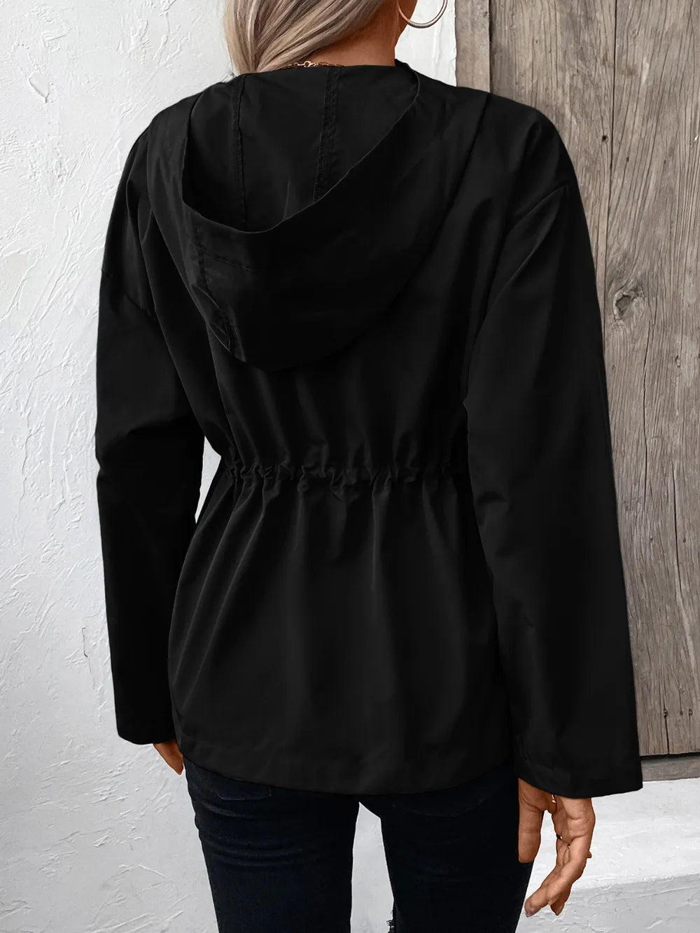 Ivy Lane Drawstring Zip Up Hooded Jacket nicholesgifts