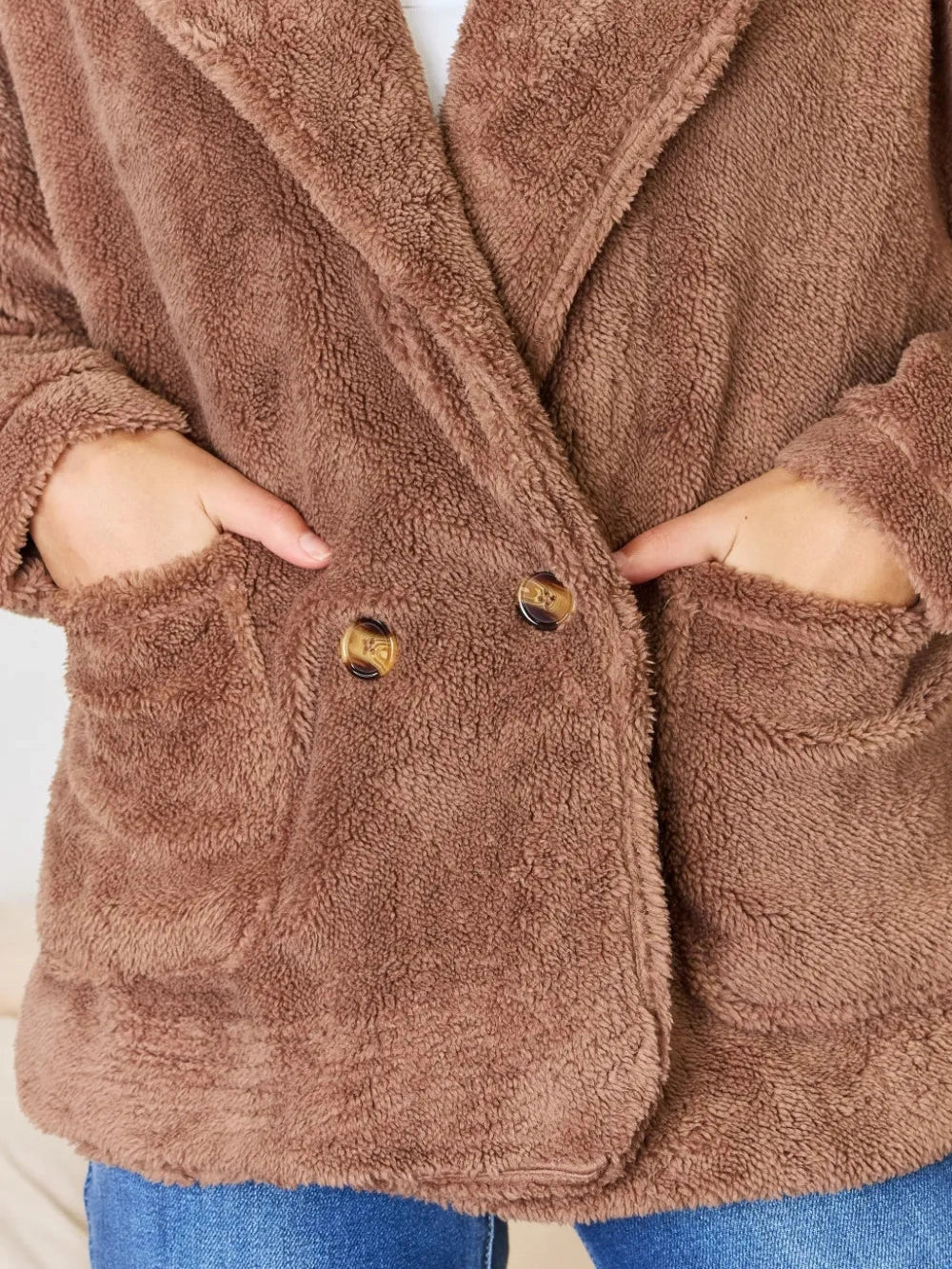 Culture Code Double Breasted Fuzzy Coat nicholesgifts