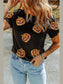 Sequin Pumpkin Round Neck Short Sleeve T-Shirt nicholesgifts