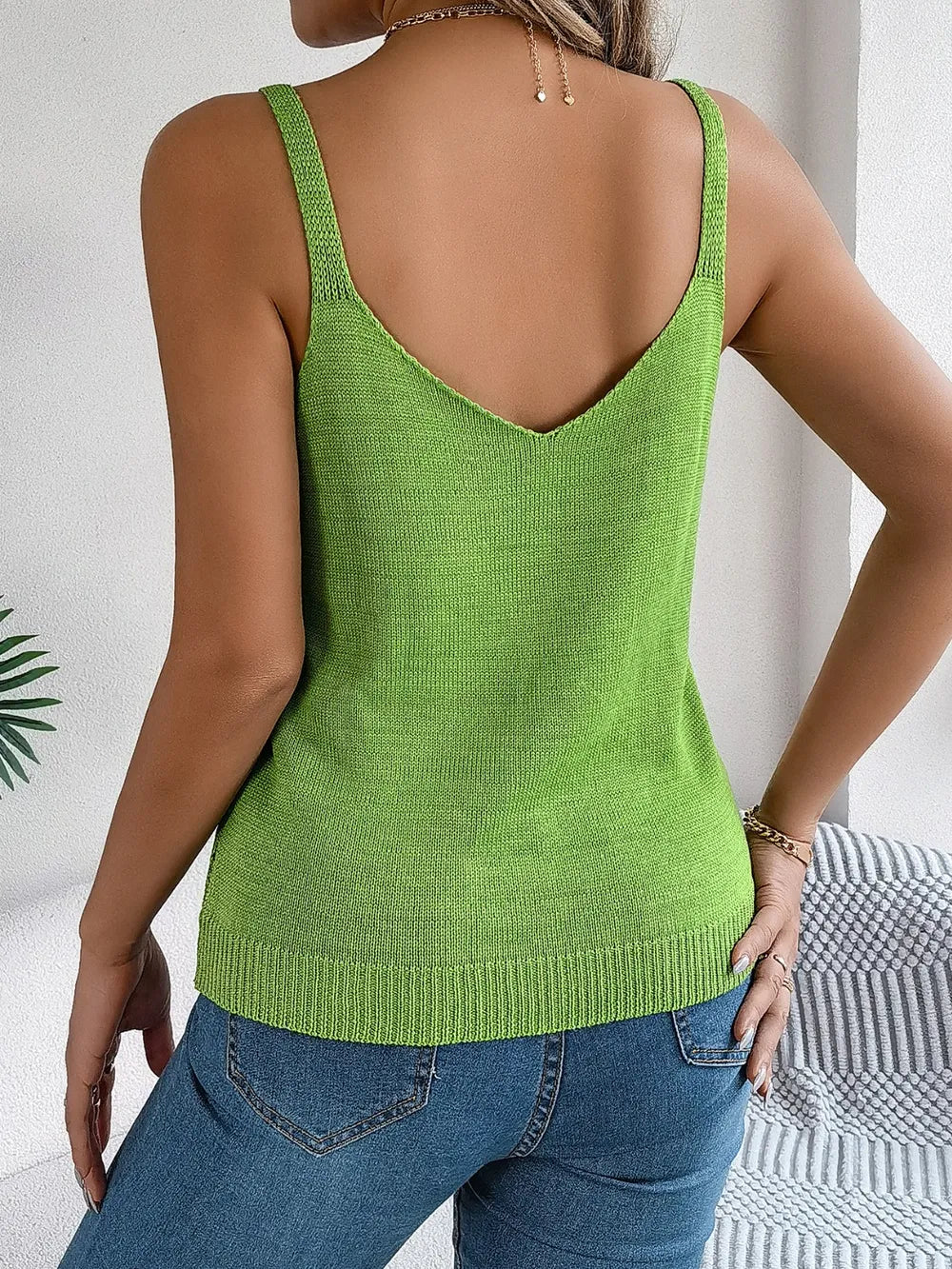 Openwork Scoop Neck Knit Vest nicholesgifts
