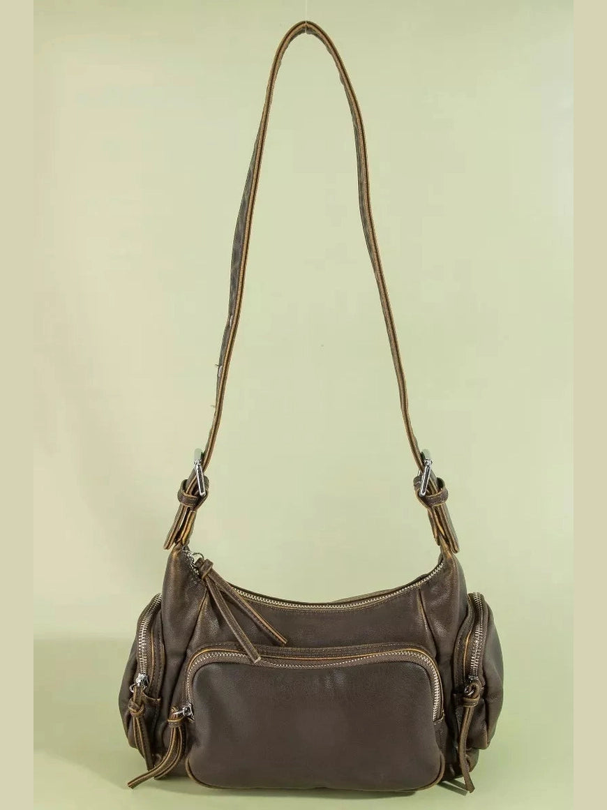 Fame Multi Pocket Leather Shoulder Bag nicholesgifts