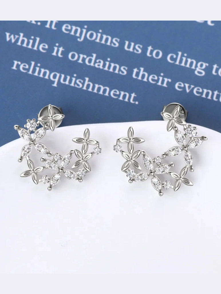 925 Sterling Silver Moissanite Lucky Clover Earrings Trendsi