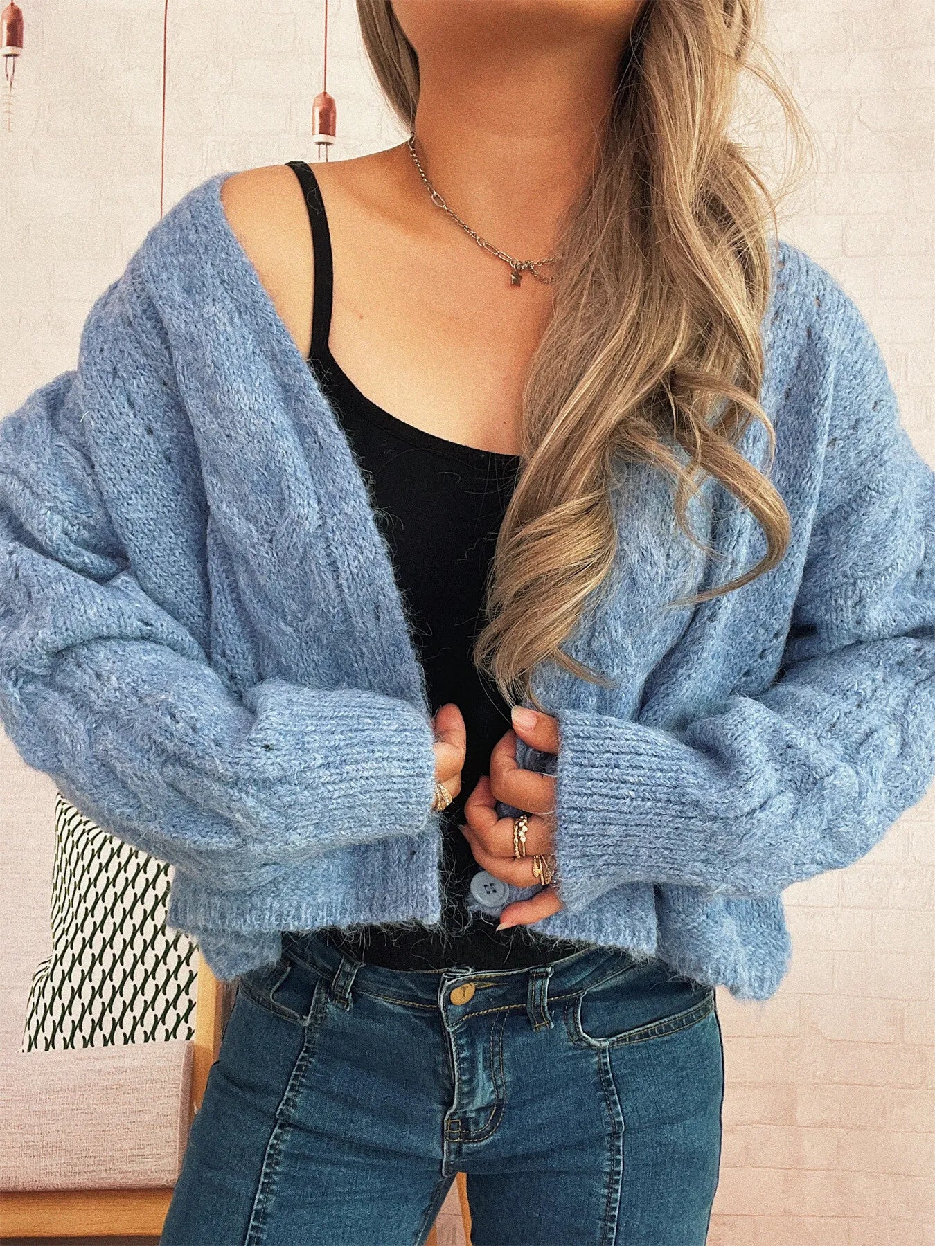Cable Knit Button-Up Cardigan
