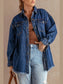 Button Up Pocketed Raw Hem Denim Jacket nicholesgifts
