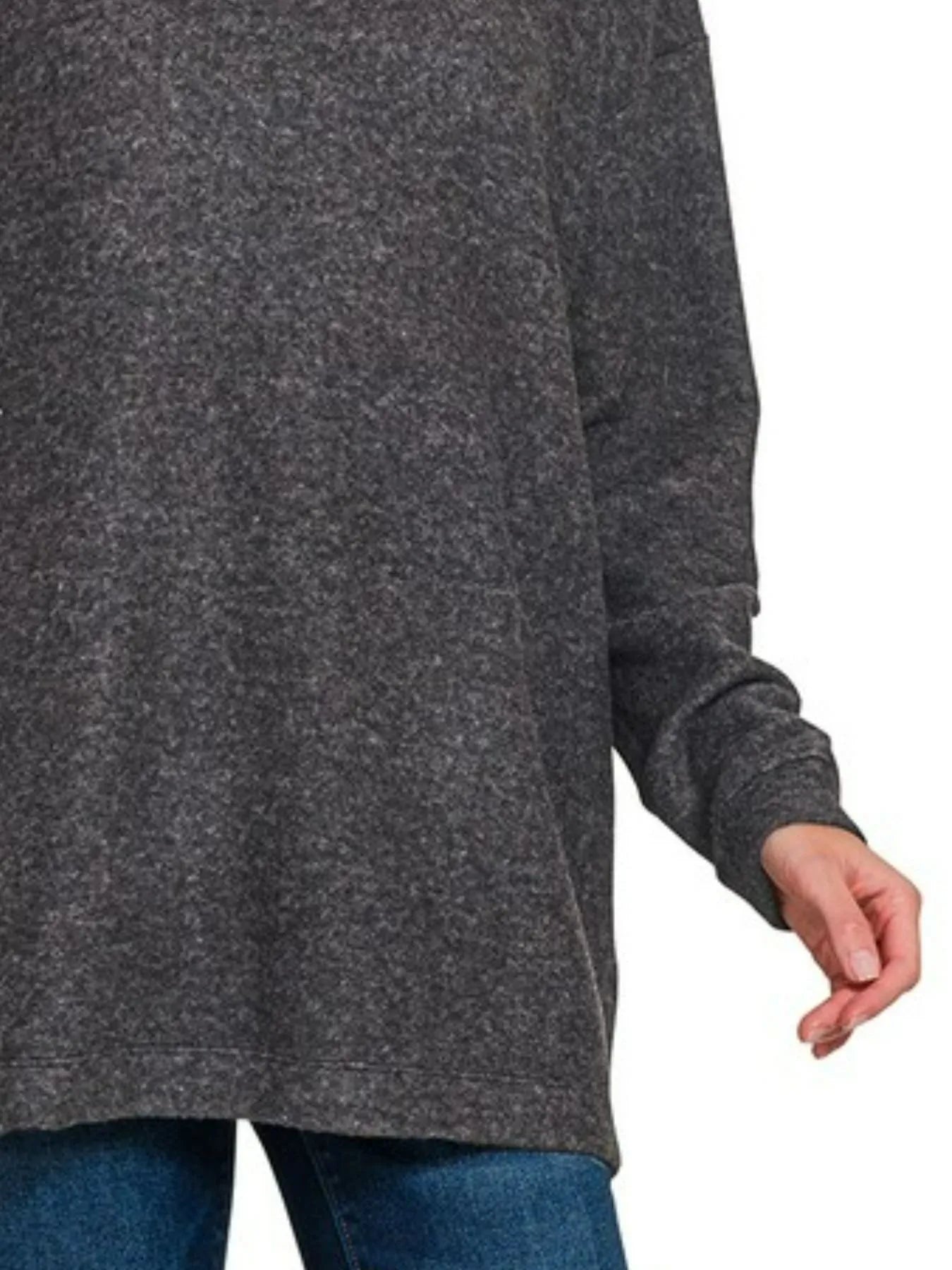 Zenana Hooded Brushed Melange Hacci Sweater NicholesGifts