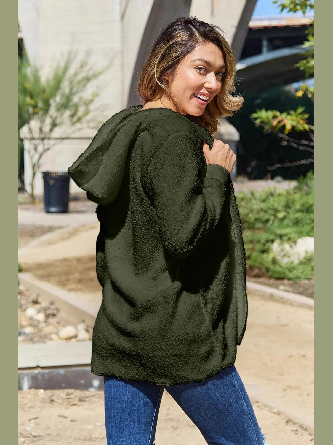 Full Size Teddy Hooded Jacket with Pockets nicholesgifts
