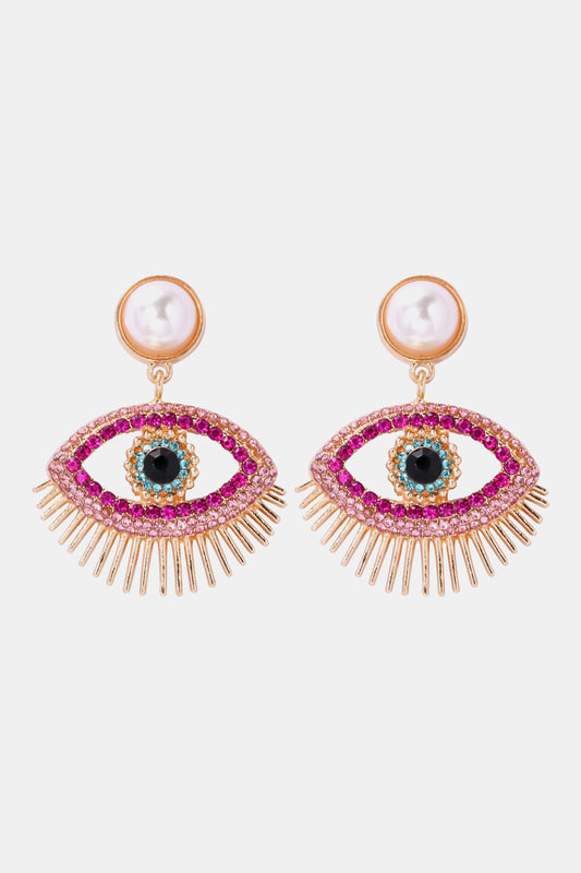 Women Evil Eye Shape Rhinestone Zinc Alloy Synthetic Dangle Halloween Earrings NicholesGifts
