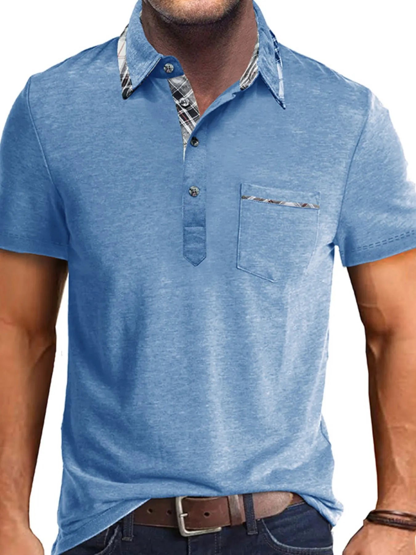 Men's Full Size Classic Plaid Collar Cotton Polo Shirt Plus Size NicholesGifts