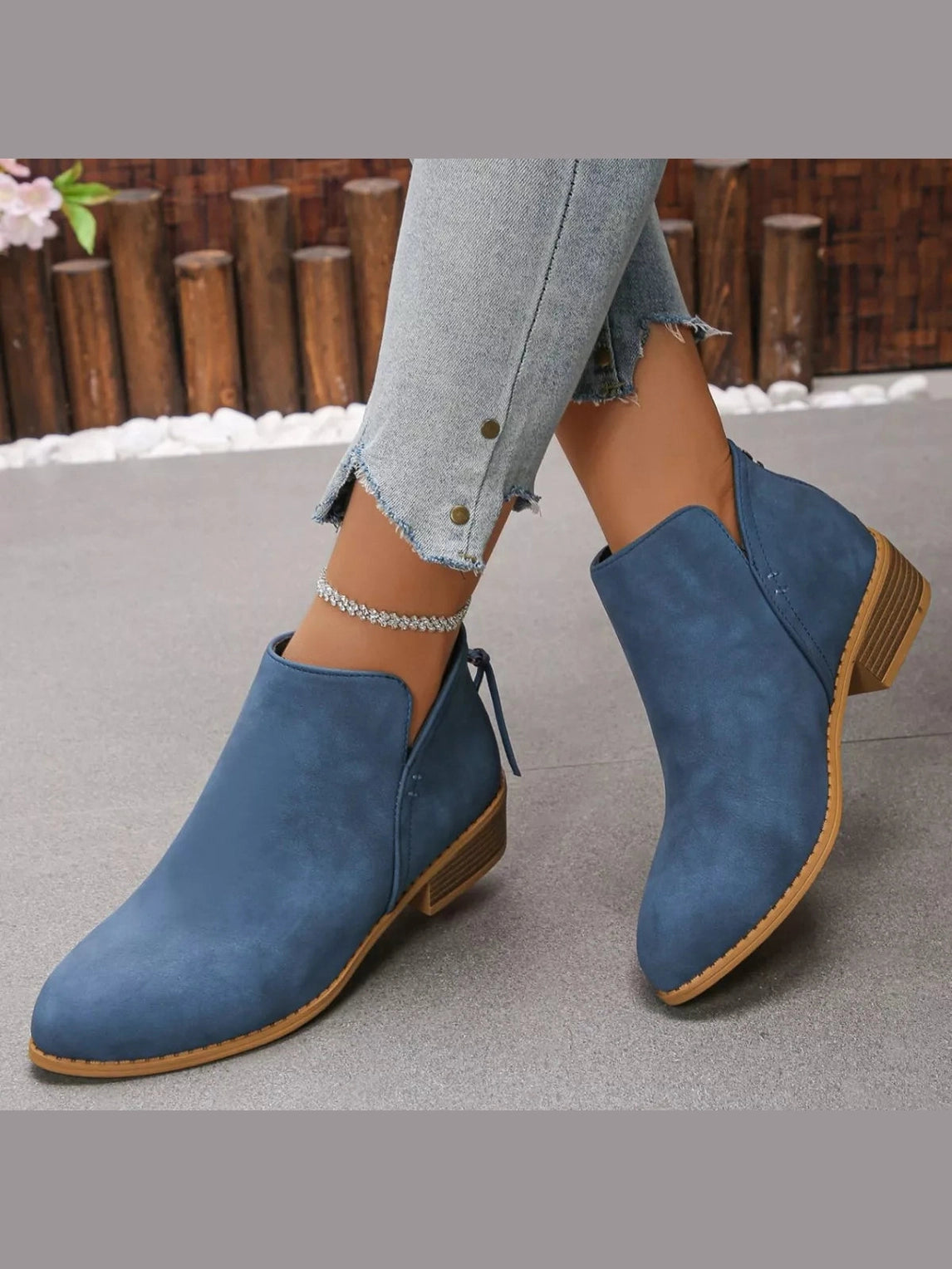 Women Point Toe Block Heels Boots nicholesgifts