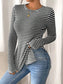 Side Slit Striped Long Sleeve T-Shirt nicholesgifts