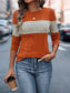Color Block Round Neck Long Sleeve Top nicholesgifts