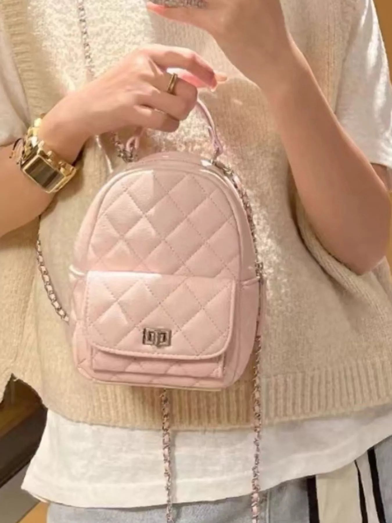 Quilted Mini Backpack Bag nicholesgifts