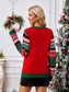 Women Cat Christmas Element Round Neck Long Sleeve Sweater nicholesgifts