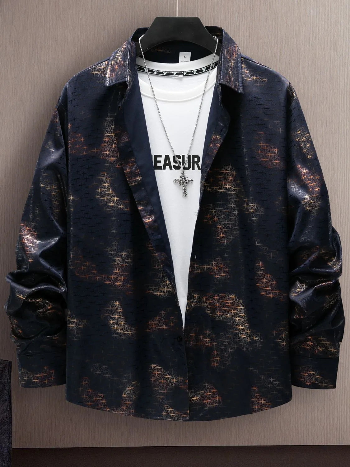 Men's Full Size Collared Neck Long Sleeve Shirt Plus Size NicholesGifts